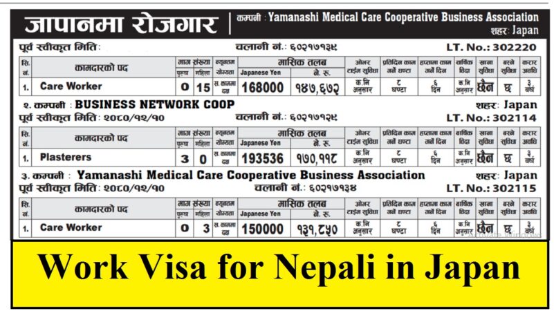 Work Visa for Nepali in Japan